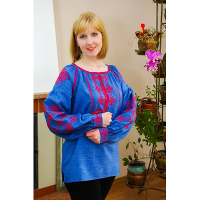Embroidered blouse "Blue Thunder"